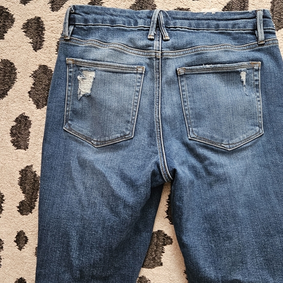 Good American Good Legs Cropped Distressed Straight Jeans GLCI014T Size 10 / 30 - Picture 6 of 8